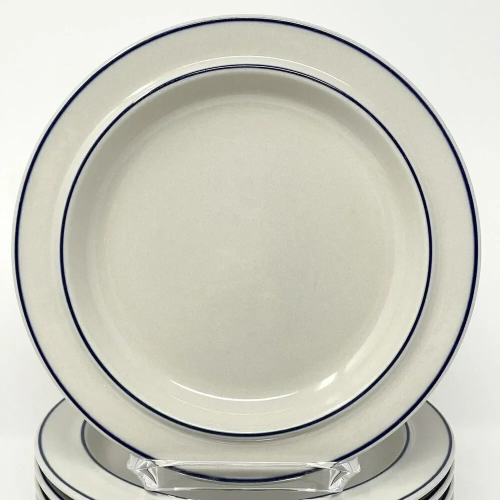 Arabia Finland Saimaa White Blue Rim Vintage Stoneware Salad Side Plate 7.5”